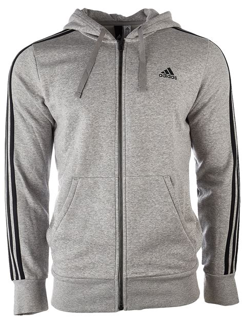 adidas grijze hoodie|adidas 3 stripe fleece hoodie.